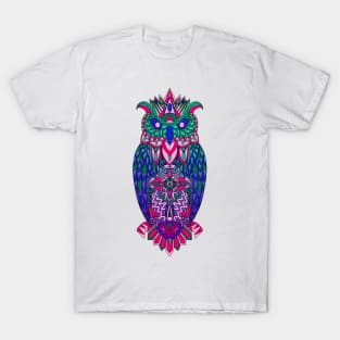 mr owl in ecopop pattern aesthetic art in rainbow colors T-Shirt